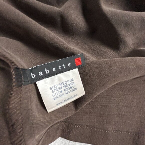Babette Womens Brown Silk Linen Blazer Jacket Medium Pockets Lightweight USA - Picture 3 of 7